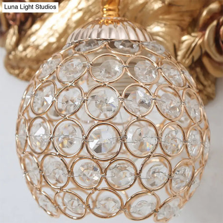 Vintage Gold Resin Swan Wall Sconce With Metal And Crystal Shade