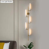 Vintage Gold Wall Mounted Light With Opal Glass - 5 Head Cylinder Design For Bedside Lighting