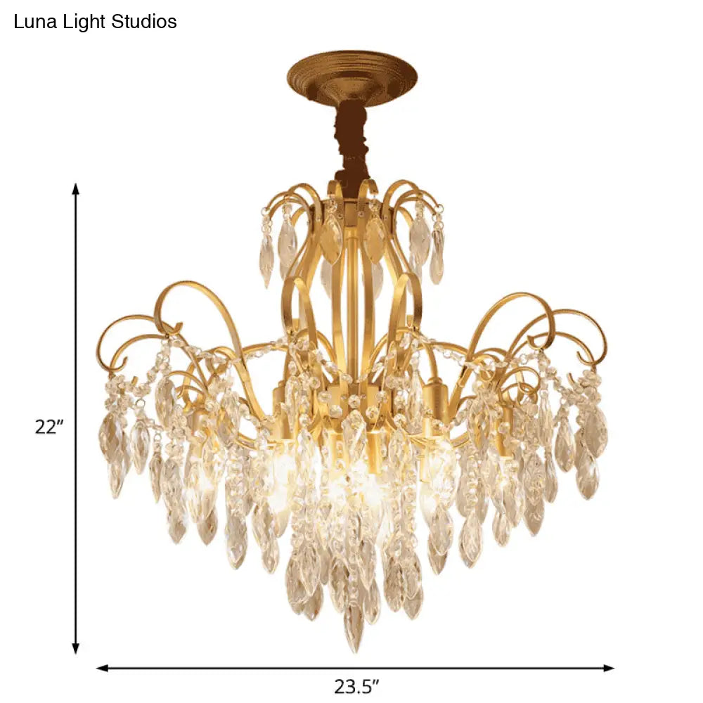 Vintage Golden Geometric Chandelier Lamp - Crystal & Metal 7/8 Lights Pendant Light