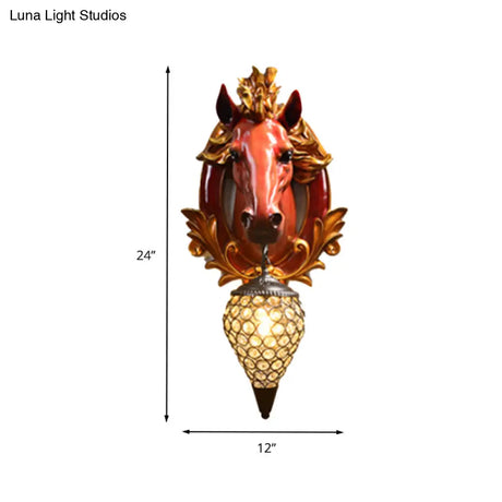 Vintage Horse Resin Wall Light For Living Room - 1 Sconce 10-12 Wide