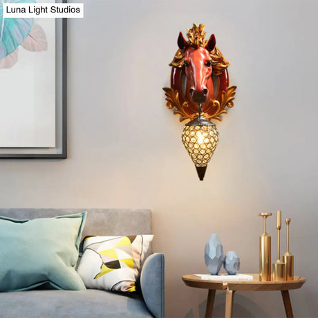 Vintage Horse Resin Wall Light For Living Room - 1 Sconce 10-12 Wide