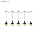 Vintage Industrial Black Iron Saucer Pendant Ceiling Light With 3/5 Bulbs And Wire Connection