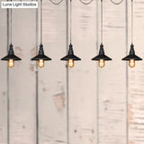 Vintage Industrial Black Iron Saucer Pendant Ceiling Light With 3/5 Bulbs And Wire Connection