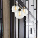 Vintage Industrial Brass Orb Pendant Light With Clear Glass Shade - 3/4-Light Multi Hanging Fixture