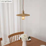 Vintage Industrial Brass Pendant Light - Scalloped Hanging Lamp For Dining Table