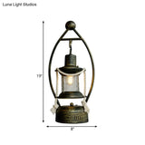 Vintage Industrial Brass Table Lamp With Clear Glass Shade - Factory Style Lantern Desk Light