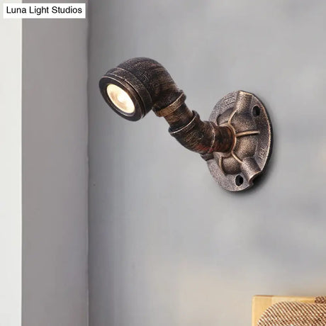 Vintage Industrial Bronze Wall Lamp - 1 Head Water Pipe Sconce For Corridor