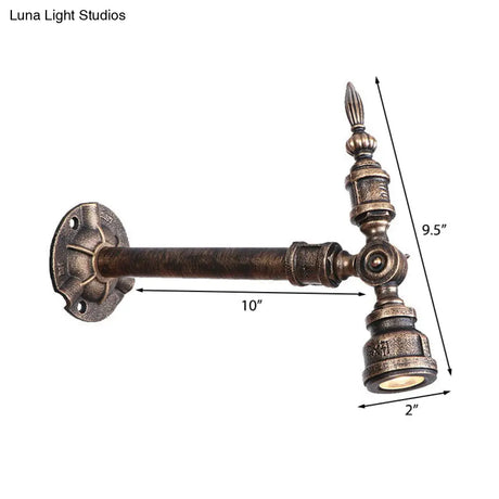 Vintage Industrial Bronze Wall Lamp - 1 Head Water Pipe Sconce For Corridor