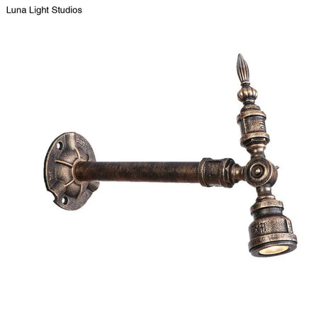 Vintage Industrial Bronze Wall Lamp - 1 Head Water Pipe Sconce For Corridor