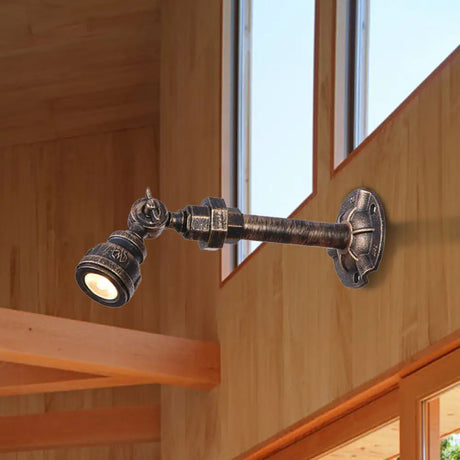 Vintage Industrial Bronze Wall Lamp - 1 Head Water Pipe Sconce For Corridor / E