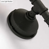 Vintage Industrial Caged Sconce Lamp - Metal Wall Mount Light With Water Pipe Black Finish For