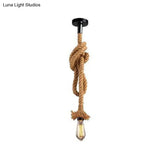 Vintage Industrial Exposed Bulb Pendant Light With Natural Rope - Perfect For Restaurants And