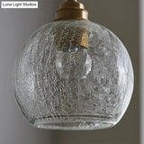 Vintage Industrial Hanging Lamp With Crackled Glass - 1-Light Spherical Pendant For Living Room