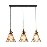 Vintage Industrial Metal Pendant Light - Farmhouse Hanging Lamp With Petal Design (Black 3 Bulbs)