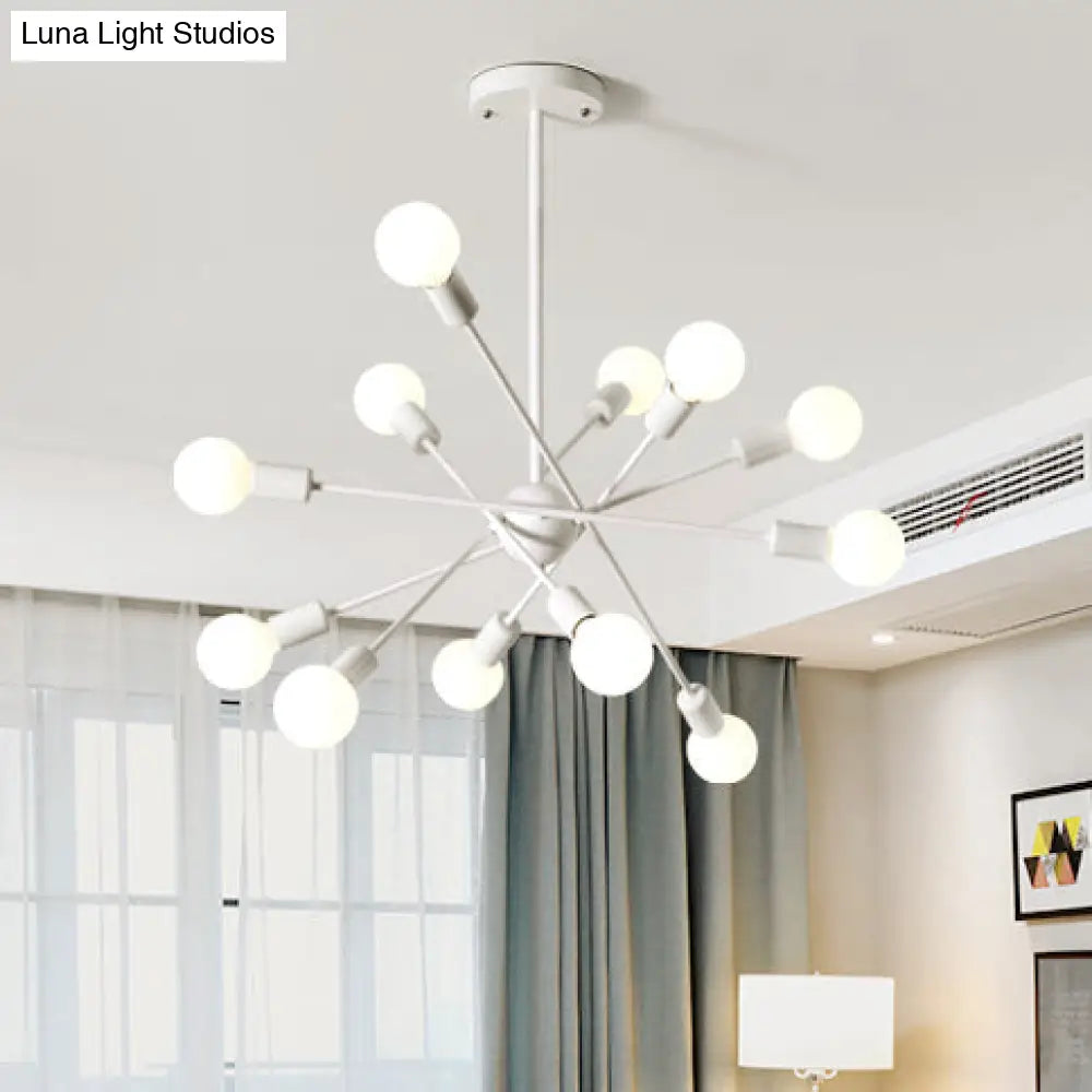 Vintage Industrial Metal Pendant Lighting: White Bare Bulb Hanging Lights