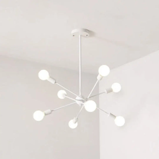 Vintage Industrial Metal Pendant Lighting: White Bare Bulb Hanging Lights 8 /