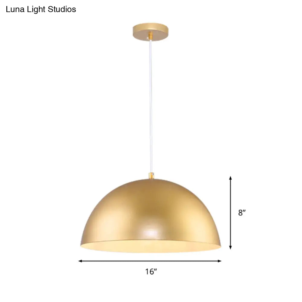 Vintage Industrial Hanging Lamp With Metallic Golden Dome Shade And 1 Bulb 12/16 Inch Width