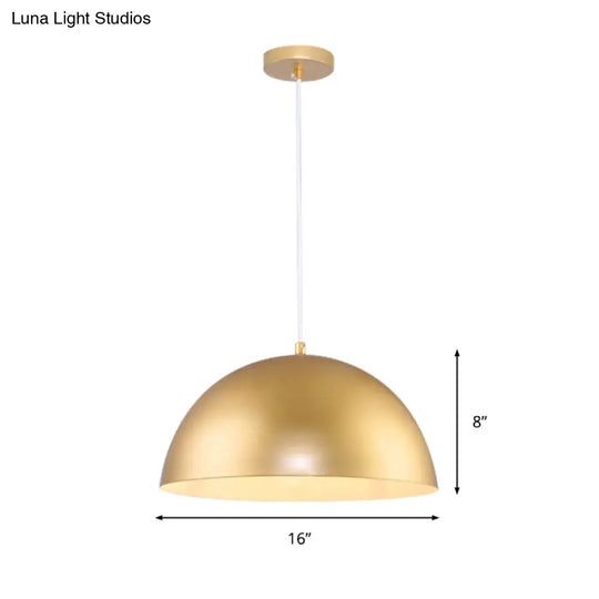 Vintage Industrial Hanging Lamp With Metallic Golden Dome Shade And 1 Bulb 12/16 Inch Width