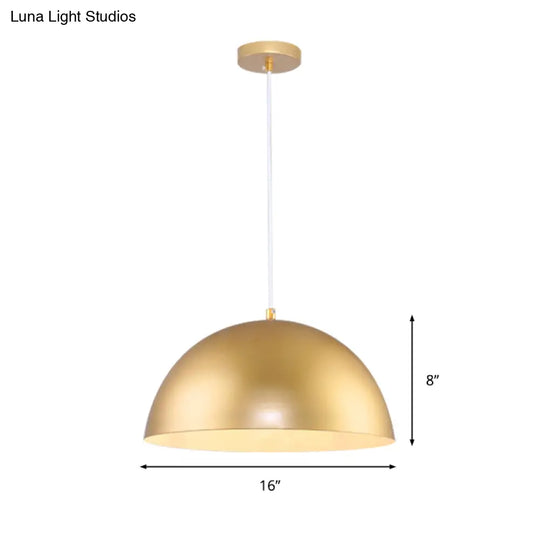 Vintage Industrial Metallic Golden Pendant Lamp 12/16 Inch Width Dome Shade 1 Bulb