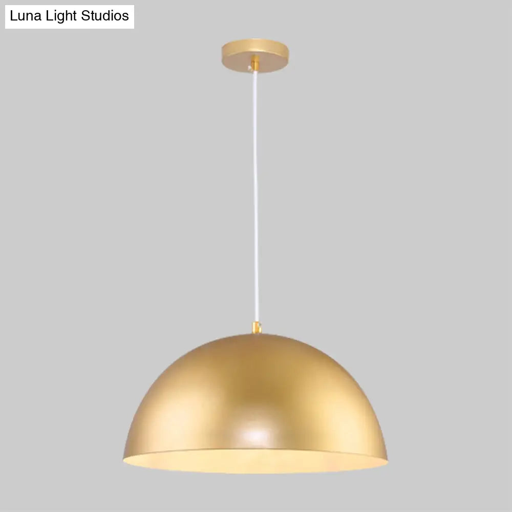 Vintage Industrial Metallic Golden Pendant Lamp 12/16 Inch Width Dome Shade 1 Bulb