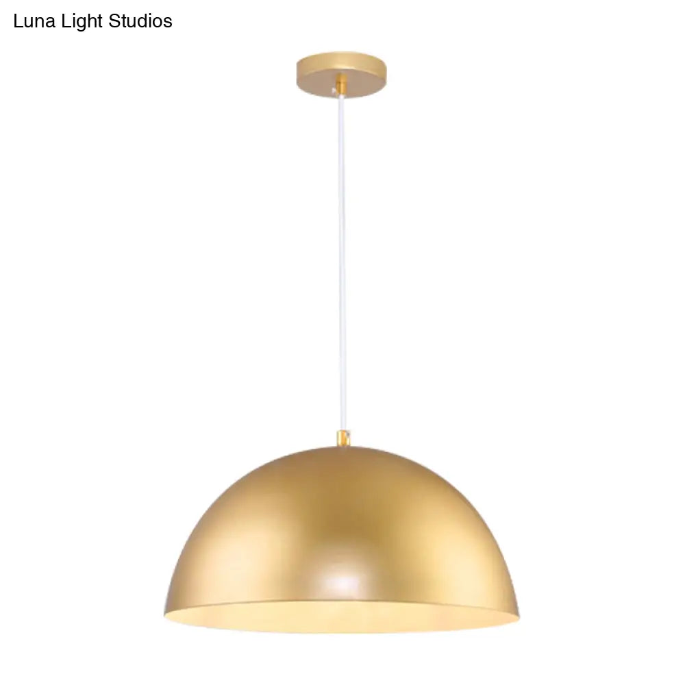 Vintage Industrial Metallic Golden Pendant Lamp 12/16 Inch Width Dome Shade 1 Bulb