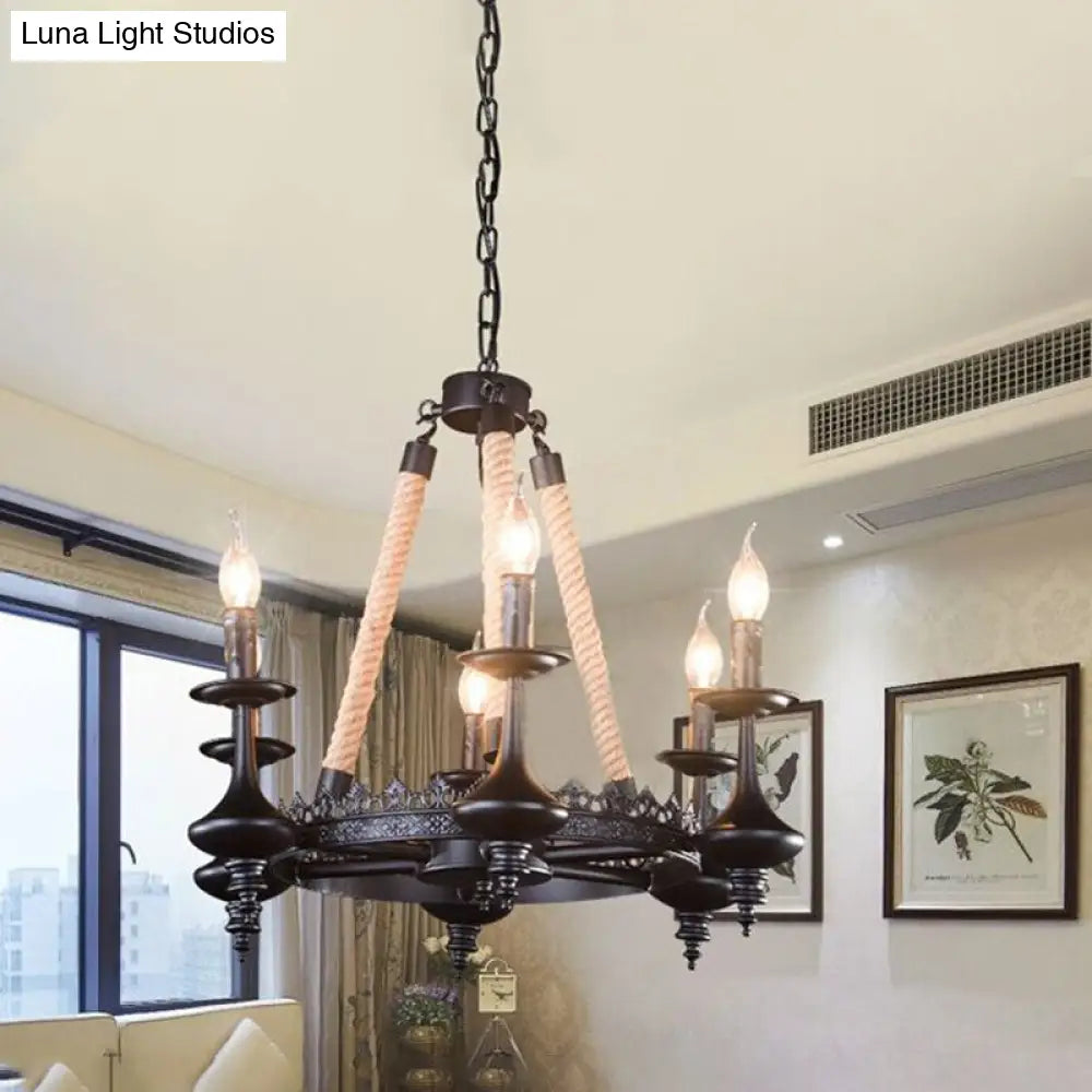 Vintage Industrial Pendant Light With Exposed Bulbs - 3/6 Heads Metal Ceiling Fixture For Living