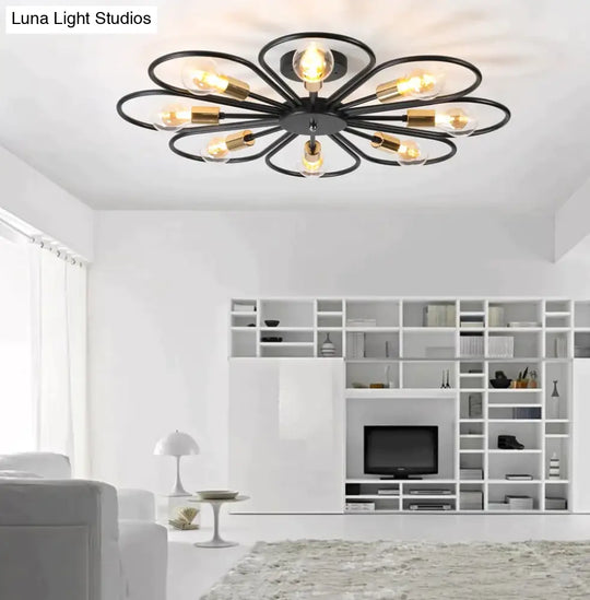 Vintage Industrial Rustic Flush Mount Ceiling Light Metal Lamp Fixture American-Style Village Style