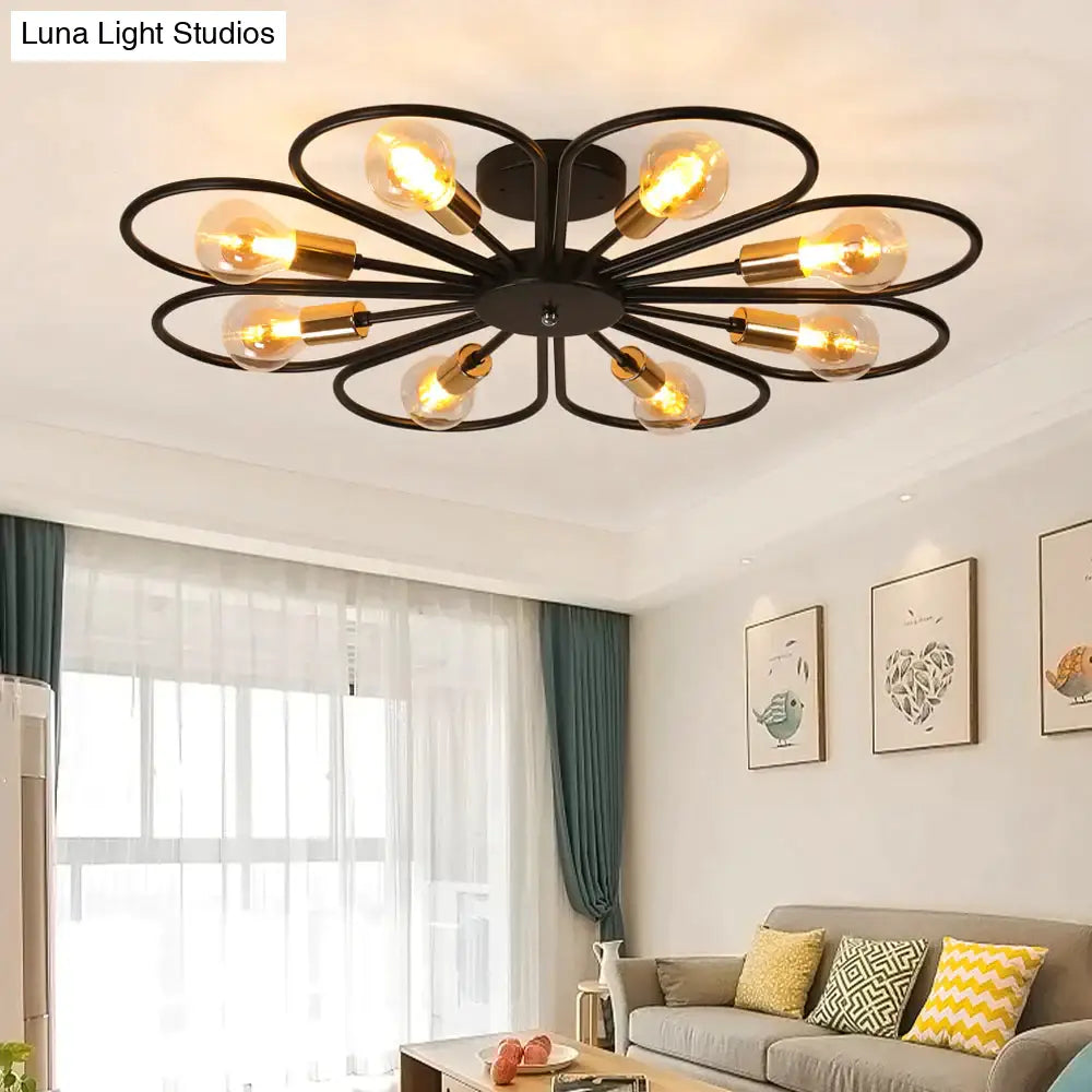 Vintage Industrial Rustic Flush Mount Ceiling Light Metal Lamp Fixture American-Style Village Style
