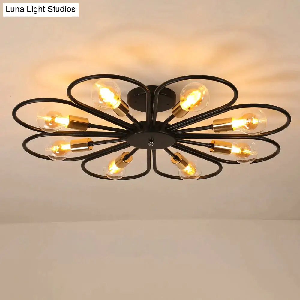 Vintage Industrial Rustic Flush Mount Ceiling Light Metal Lamp Fixture American-Style Village Style