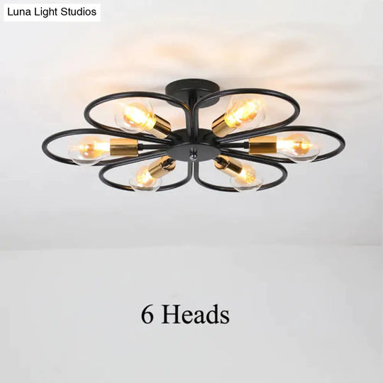 Vintage Industrial Rustic Flush Mount Ceiling Light Metal Lamp Fixture American-Style Village Style
