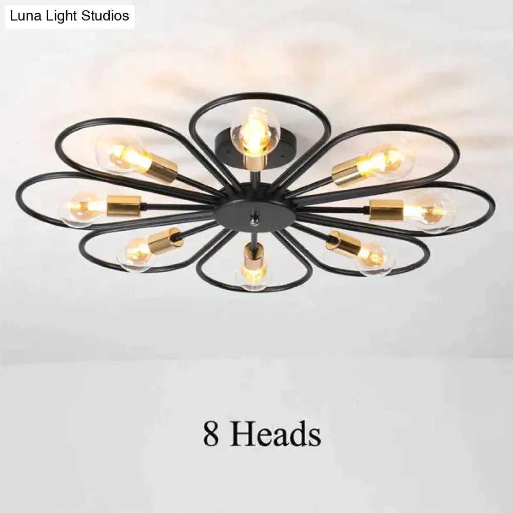 Vintage Industrial Rustic Flush Mount Ceiling Light Metal Lamp Fixture American-Style Village Style