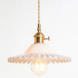 Vintage Industrial Scalloped Glass Pendant Light For Living Room Cream