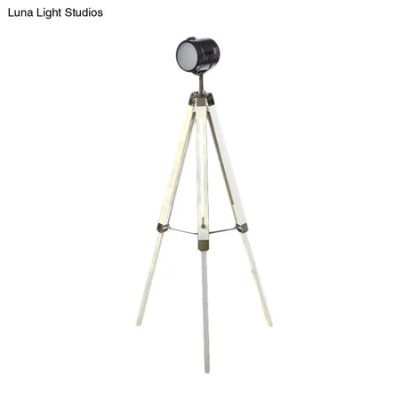 Vintage Industrial Tripod Floor Light - Black/White Metallic Standing Lamp For Living Room