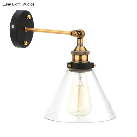Vintage Industrial Wall Sconce - Single Clear Glass Shade Light