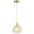 Vintage Industrial Wavy Glass Pendant Light With 1 Cylindrical Lamp Clear