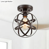 Vintage Iron Bronze Ceiling Light Fixture With Retro Appeal - Semi Flush Mount For Hallway Lighting