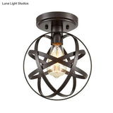 Vintage Iron Bronze Ceiling Light Fixture With Retro Appeal - Semi Flush Mount For Hallway Lighting