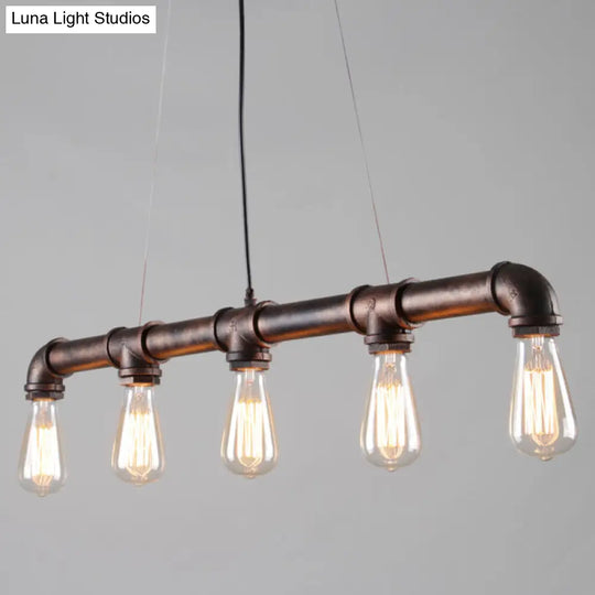 Vintage Iron Pendant Light With 5 Heads - Ideal For Restaurant Island Bars