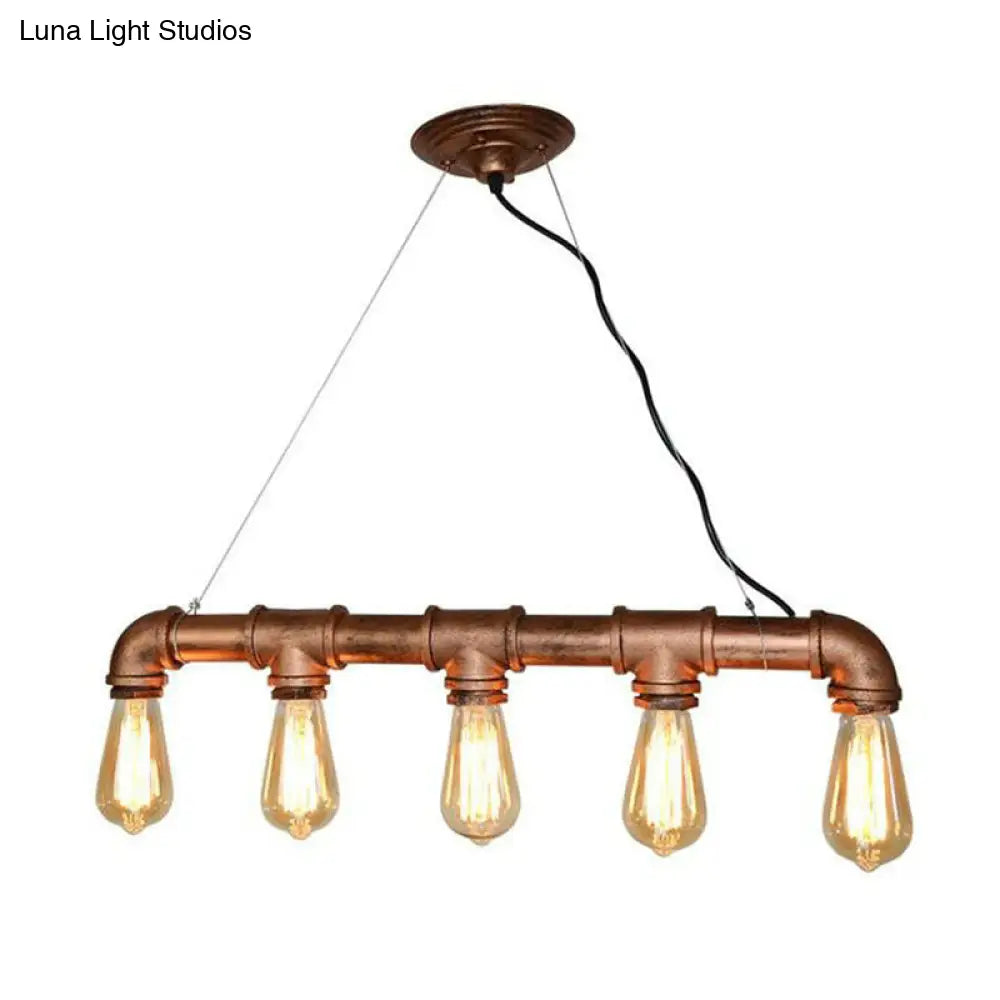 Vintage Iron Pendant Light With 5 Heads - Ideal For Restaurant Island Bars
