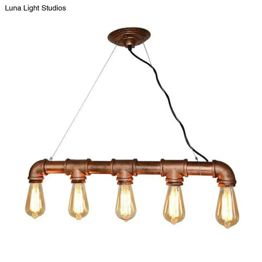 Vintage Iron Pendant Light With 5 Heads - Ideal For Restaurant Island Bars