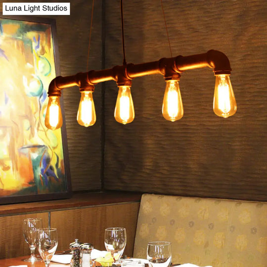 Vintage Iron Pendant Light With 5 Heads - Ideal For Restaurant Island Bars