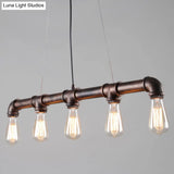 Vintage Iron Pendant Light With 5 Heads - Ideal For Restaurant Island Bars