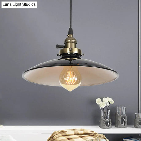 Vintage Iron Saucer Farmhouse Pendant Light - 1/2 Pack Adjustable Cord Black/Red Stylish Ceiling