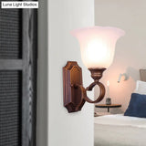 Vintage Ivory Glass Wall Sconce Lamp For Coffee Blossom Living Room Décor