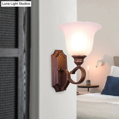 Vintage Ivory Glass Wall Sconce Lamp For Coffee Blossom Living Room Décor