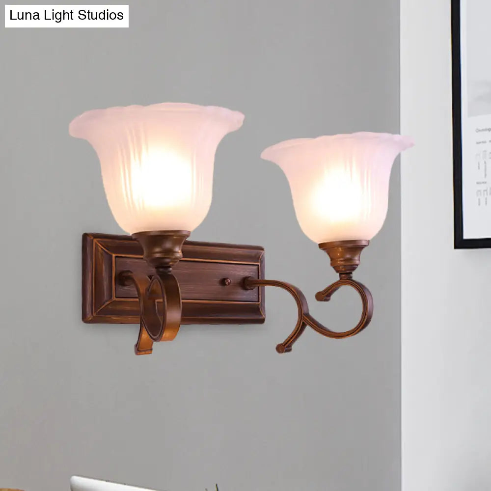 Vintage Ivory Glass Wall Sconce Lamp For Coffee Blossom Living Room Décor