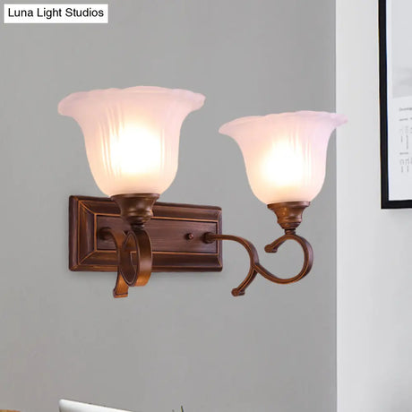 Vintage Ivory Glass Wall Sconce Lamp For Coffee Blossom Living Room Décor