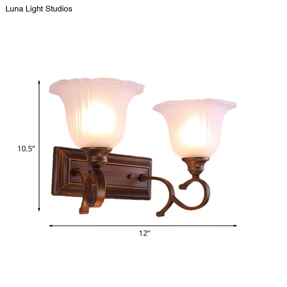 Vintage Ivory Glass Wall Sconce Lamp For Coffee Blossom Living Room Décor