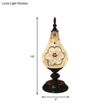 Vintage Led Glass Teardrop Table Lamp - Hand-Crafted White/Red/Yellow Bedroom Nightstand Decor