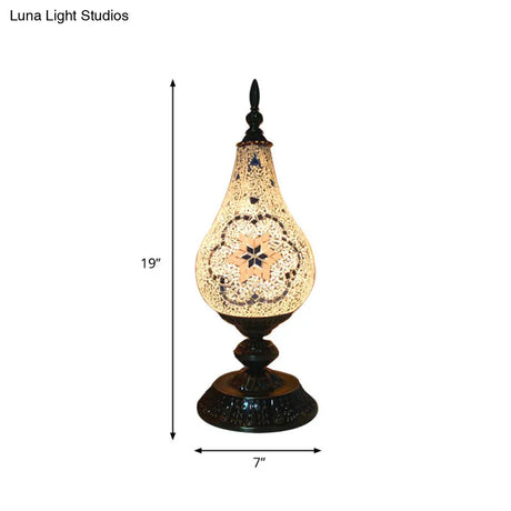 Vintage Led Glass Teardrop Table Lamp - Hand-Crafted White/Red/Yellow Bedroom Nightstand Decor